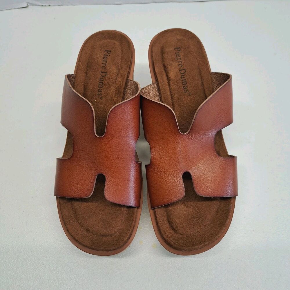 Pierre Dumas Women's 7.5 Brown Block Heel Slide sandals